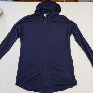 Natori Navy Hooded Zip Front Lounge Tunic Top – Size M